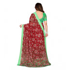 Seduva Women's Georgette Printed Saree With Unstitched Blouse 5.5Mtr (Red)