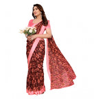 Seduva Women's Georgette Printed Saree With Unstitched Blouse 5.5Mtr (Maroon)