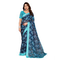 Seduva Women's Georgette Printed Saree With Unstitched Blouse 5.5Mtr (Sky Blue)