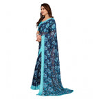 Seduva Women's Georgette Printed Saree With Unstitched Blouse 5.5Mtr (Sky Blue)