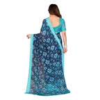 Seduva Women's Georgette Printed Saree With Unstitched Blouse 5.5Mtr (Sky Blue)