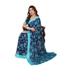 Seduva Women's Georgette Printed Saree With Unstitched Blouse 5.5Mtr (Sky Blue)