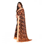 Seduva Women's Georgette Printed Saree With Unstitched Blouse 5.5Mtr (Brown)