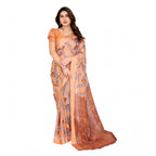 Seduva Women's Georgette Printed Saree With Unstitched Blouse 5.5Mtr (Orange)