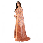 Seduva Women's Georgette Printed Saree With Unstitched Blouse 5.5Mtr (Orange)