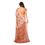 Seduva Women's Georgette Printed Saree With Unstitched Blouse 5.5Mtr (Orange)