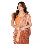 Seduva Women's Georgette Printed Saree With Unstitched Blouse 5.5Mtr (Orange)