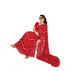 Seduva Women's Georgette Printed Saree With Unstitched Blouse 5.5Mtr (Red)