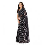 Seduva Women's Georgette Printed Saree With Unstitched Blouse 5.5Mtr (Black)