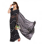 Seduva Women's Georgette Printed Saree With Unstitched Blouse 5.5Mtr (Black)