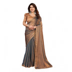 Seduva Women's Georgette Printed Saree With Unstitched Blouse 5.5Mtr (Brown)