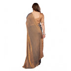 Seduva Women's Georgette Printed Saree With Unstitched Blouse 5.5Mtr (Brown)