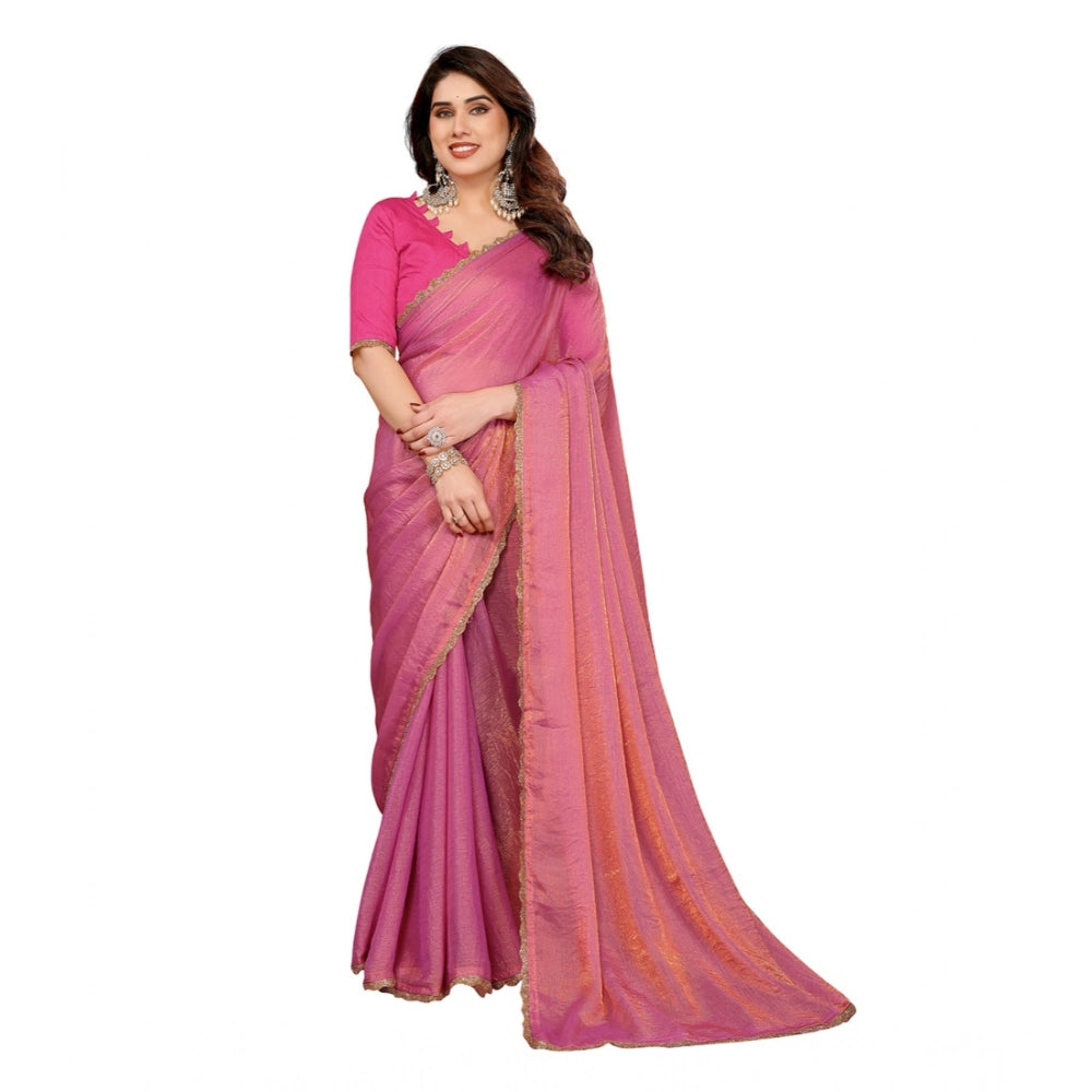 Seduva Women's Georgette Printed Saree With Unstitched Blouse 5.5Mtr (Pink)
