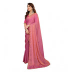Seduva Women's Georgette Printed Saree With Unstitched Blouse 5.5Mtr (Pink)