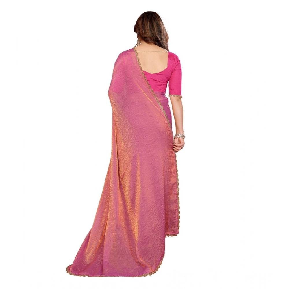 Seduva Women's Georgette Printed Saree With Unstitched Blouse 5.5Mtr (Pink)