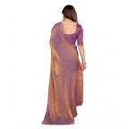 Seduva Women's Georgette Printed Saree With Unstitched Blouse 5.5Mtr (Purple)