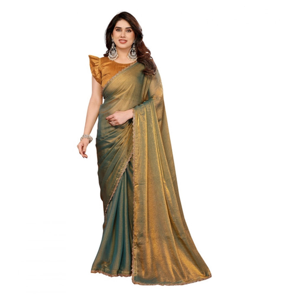 Seduva Women's Georgette Printed Saree With Unstitched Blouse 5.5Mtr (Green)