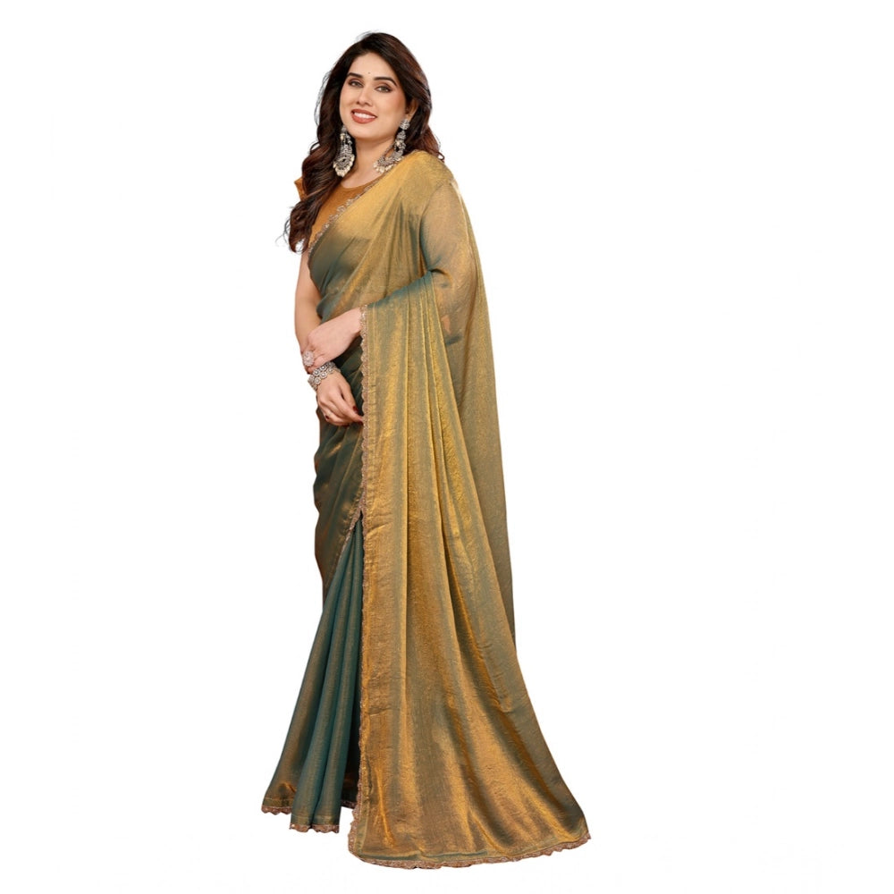 Seduva Women's Georgette Printed Saree With Unstitched Blouse 5.5Mtr (Green)