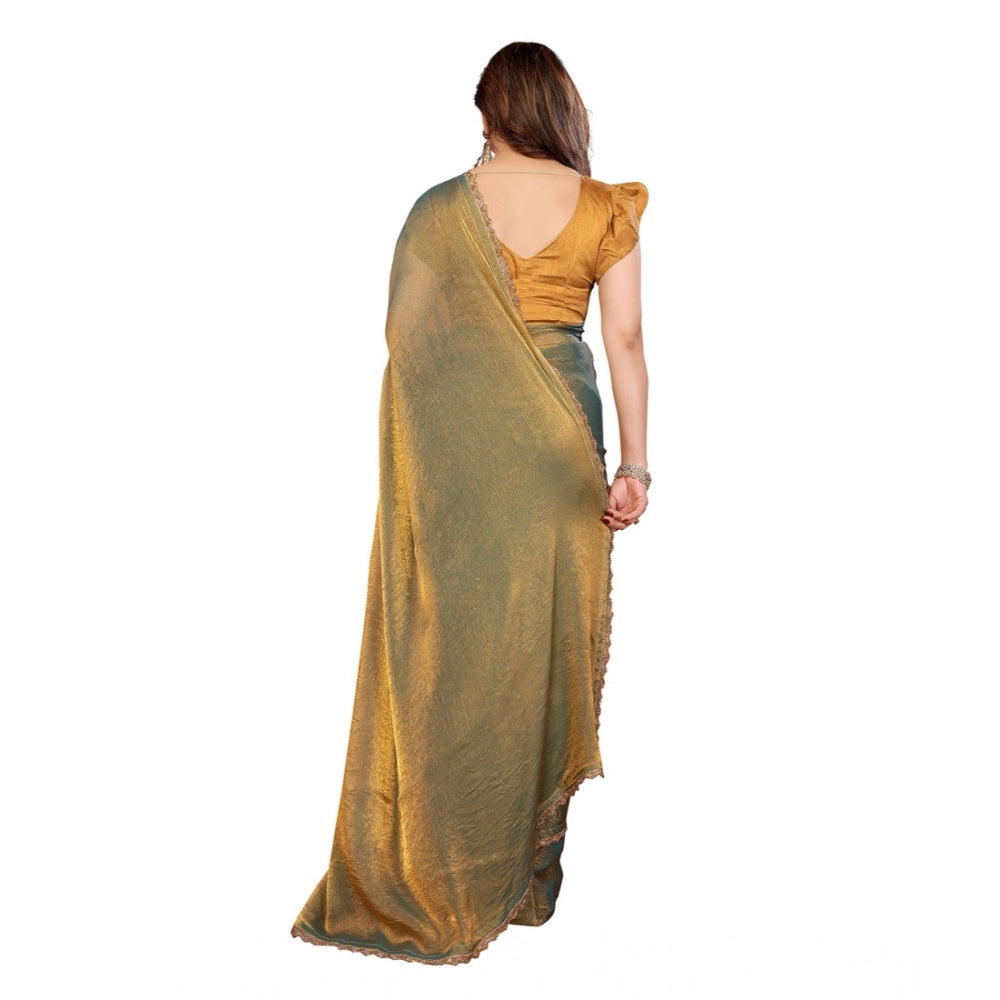 Seduva Women's Georgette Printed Saree With Unstitched Blouse 5.5Mtr (Green)