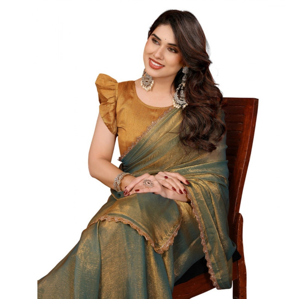 Seduva Women's Georgette Printed Saree With Unstitched Blouse 5.5Mtr (Green)