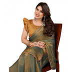 Seduva Women's Georgette Printed Saree With Unstitched Blouse 5.5Mtr (Green)