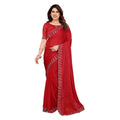 Seduva Women's Georgette Printed Saree With Unstitched Blouse 5.5Mtr (Red)