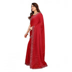 Seduva Women's Georgette Printed Saree With Unstitched Blouse 5.5Mtr (Red)