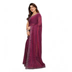 Seduva Women's Georgette Printed Saree With Unstitched Blouse 5.5Mtr (Purple)