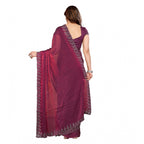 Seduva Women's Georgette Printed Saree With Unstitched Blouse 5.5Mtr (Purple)
