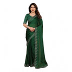 Seduva Women's Georgette Printed Saree With Unstitched Blouse 5.5Mtr (Green)