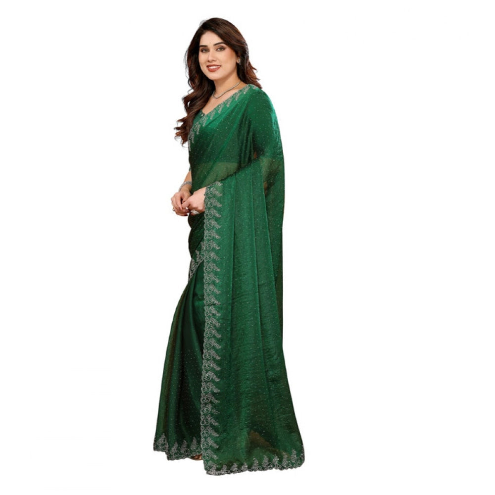 Seduva Women's Georgette Printed Saree With Unstitched Blouse 5.5Mtr (Green)