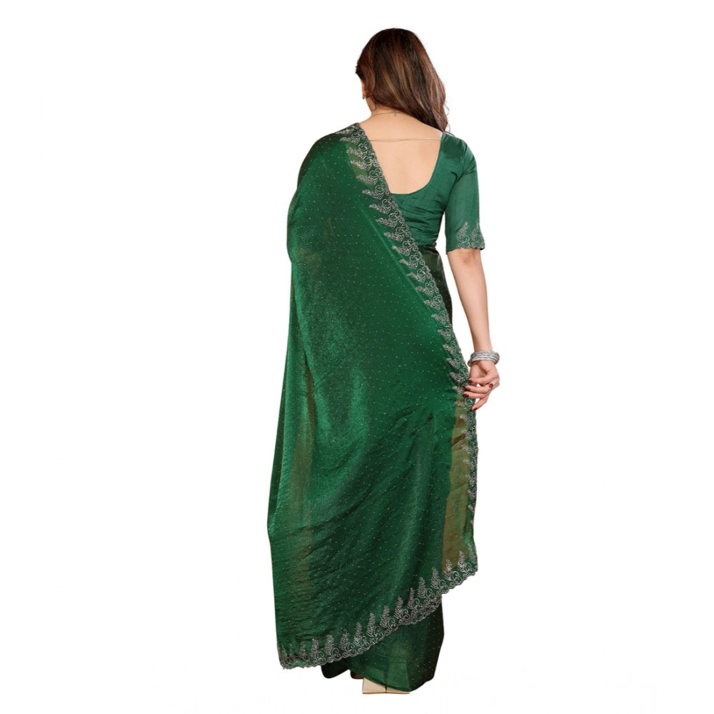 Seduva Women's Georgette Printed Saree With Unstitched Blouse 5.5Mtr (Green)