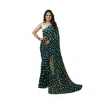 Seduva Women's Georgette Printed Saree With Unstitched Blouse 5.5Mtr (Green)