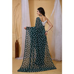 Seduva Women's Georgette Printed Saree With Unstitched Blouse 5.5Mtr (Green)