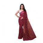 Seduva Women's Georgette Printed Saree With Unstitched Blouse 5.5Mtr (Maroon)