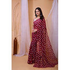 Seduva Women's Georgette Printed Saree With Unstitched Blouse 5.5Mtr (Maroon)