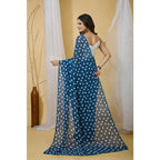 Seduva Women's Georgette Printed Saree With Unstitched Blouse 5.5Mtr (Blue)