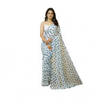 Seduva Women's Georgette Printed Saree With Unstitched Blouse 5.5Mtr (White)