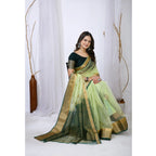 Seduva Women's Organza jacquard Embellished Saree With Unstitched Blouse 5.5Mtr (Light Green)