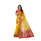 Seduva Women's Organza jacquard Embellished Saree With Unstitched Blouse 5.5Mtr (Yellow)