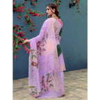 Seduva Women's Cotton Blend Printed Kurti With Pant Dupatta Set (Lavender)