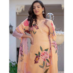Seduva Women's Cotton Blend Printed Kurti With Pant Dupatta Set (Orange)
