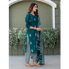 Seduva Women's Cotton Blend Printed Kurti With Pant Dupatta Set (Morpichh)
