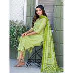 Seduva Women's Cotton Blend Printed Kurti With Pant Dupatta Set (Parrot)