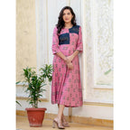 Seduva Women's Rayon  Print With Embroidery Work A-Line Kurti (Wine)