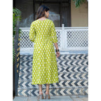 Seduva Women's Rayon Print With Embroidery Work A-Line Kurti (Parrot)