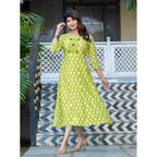 Seduva Women's Rayon Print With Embroidery Work A-Line Kurti (Parrot)