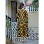 Seduva Women's Rayon Print With Embroidery Work A-Line Kurti (Dark Green)