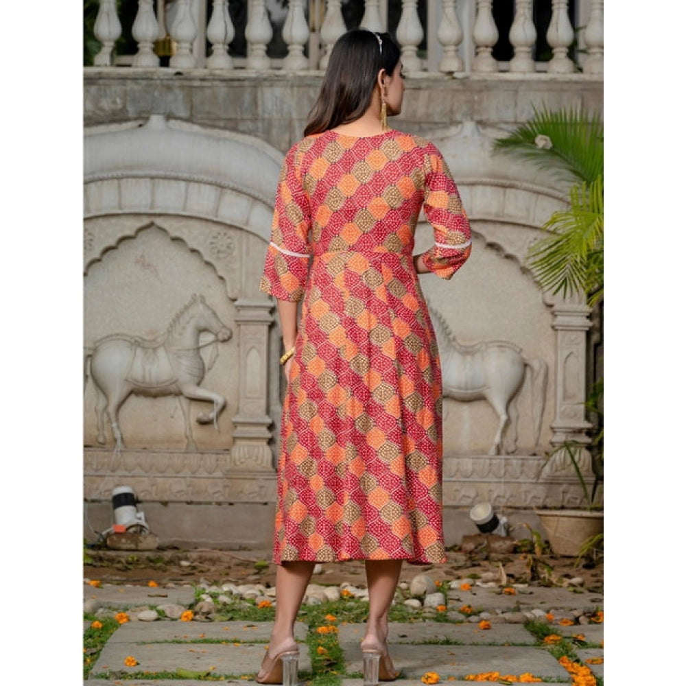 Seduva Women's Rayon Print With Embroidery Work A-Line Kurti (Multicolor)
