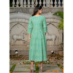 Seduva Women's Rayon Print With Embroidery Work A-Line Kurti (Rama)